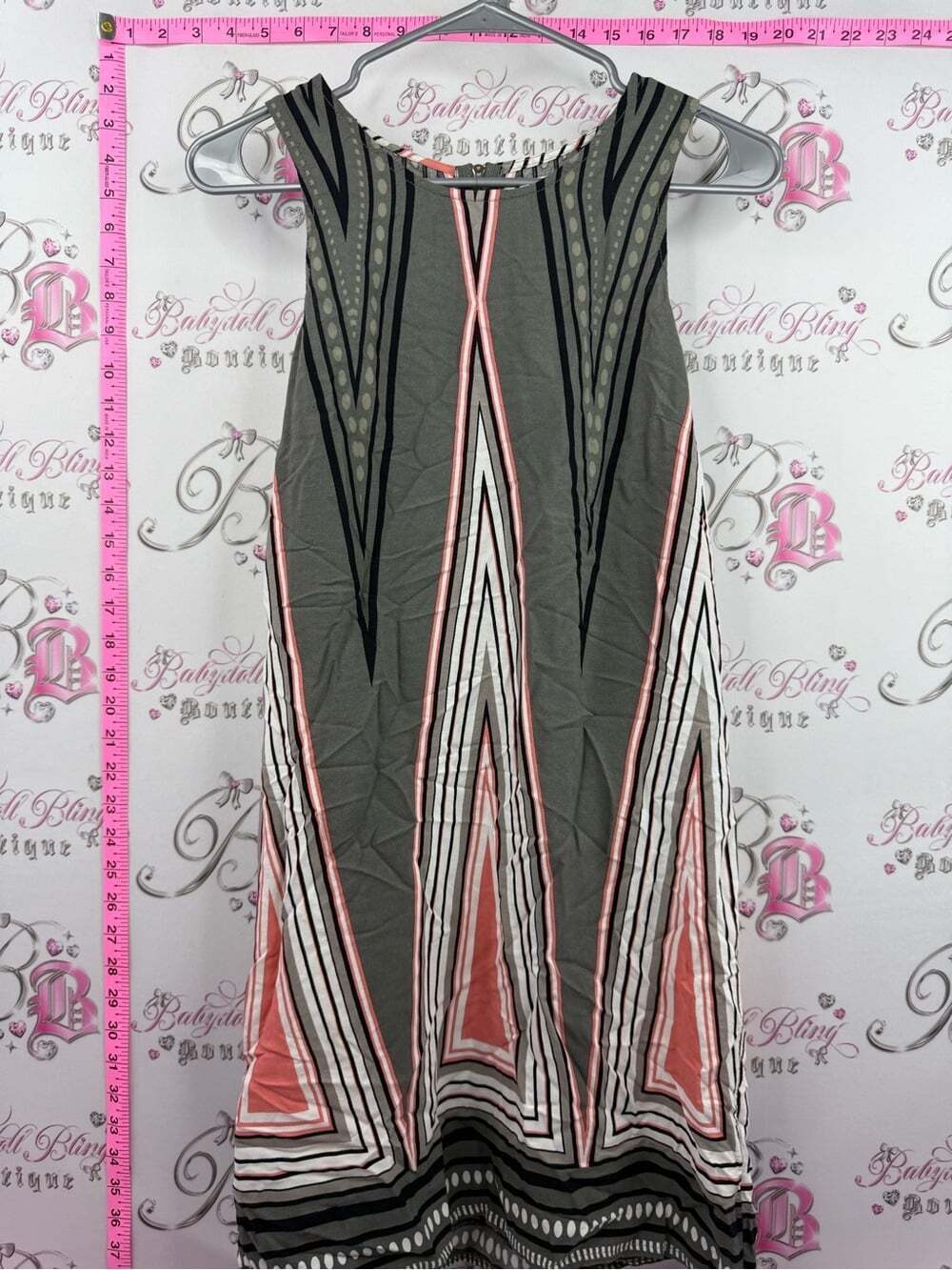 APRICOT dress grey Aztec , Coral & Black Geometric Midi Dress